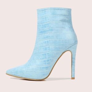 Blue Snakeskin Ankle Boots